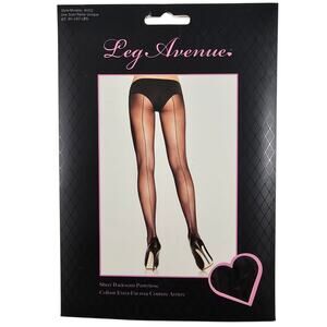 New Leg Avenue Pantyhose One Size Black Sheer Backseam Nylon Tights Lingerie